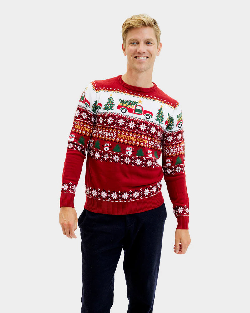 Mens Christmas Jumper Home Driving