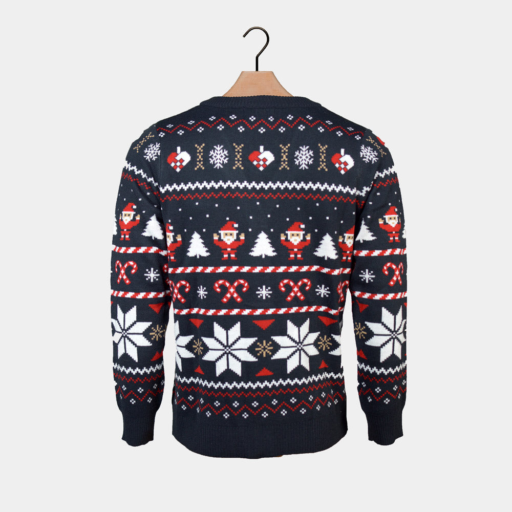 Blue Mens Christmas Jumper with Polar Stars Cardigan