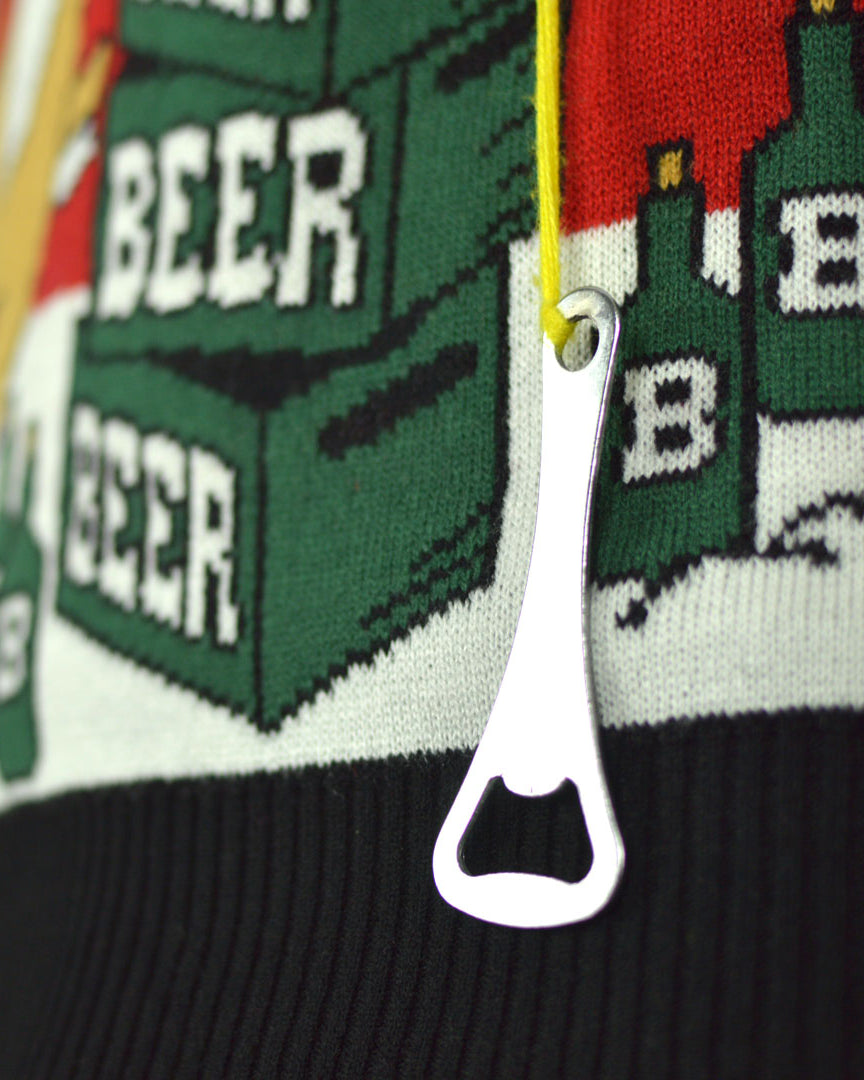 Men's Christmas Jumper with Reindeer detail Beer Opener