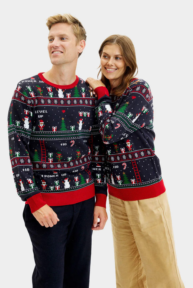 Mens Christmas Jumper Vintage Gaming Couple