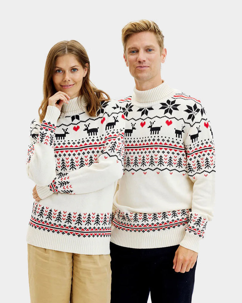 Classy Turtleneck Beige Organic Cotton Women's Christmas Jumper Mens