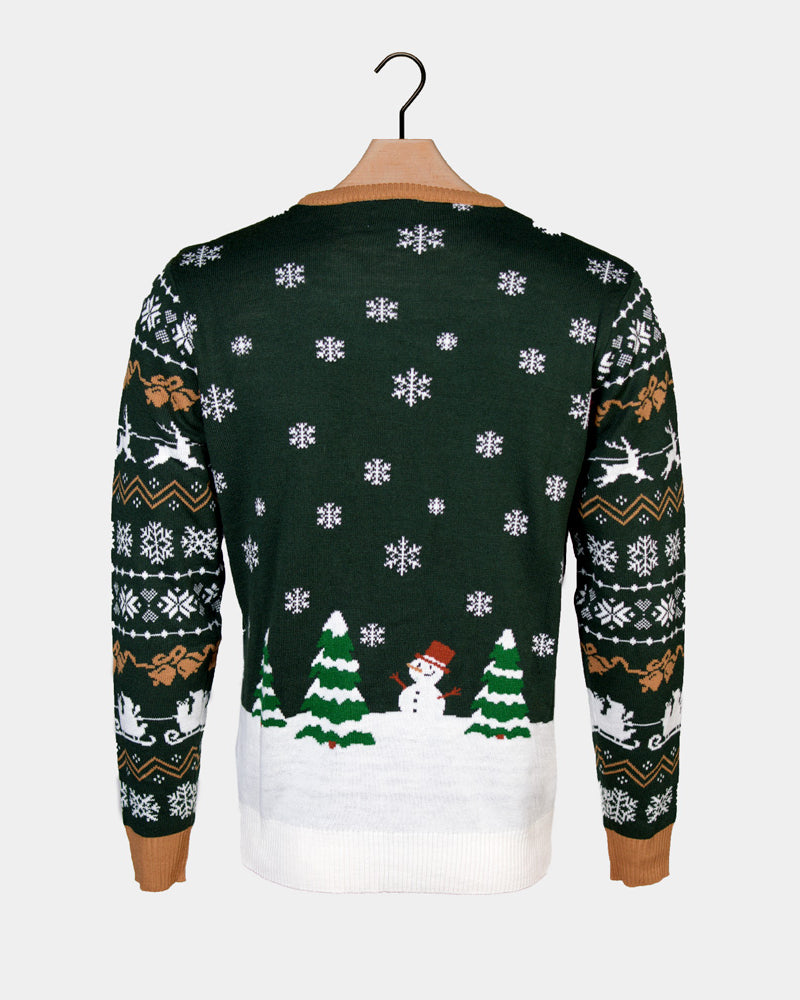 Mens LED light-up Christmas Jumper Santa is Coming to Town