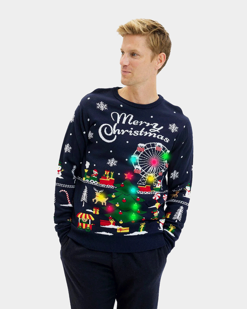 Mens  LED light-up Christmas Jumper Winter Wonderland