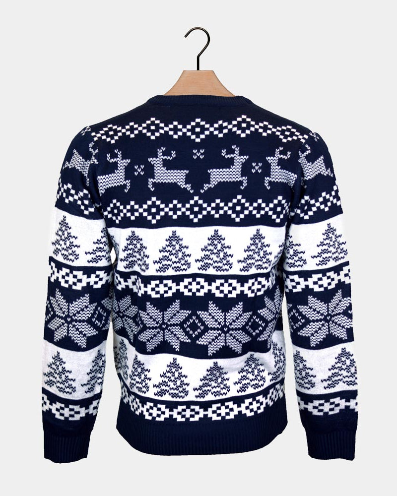 Blue Men's Christmas Jumper North Pole