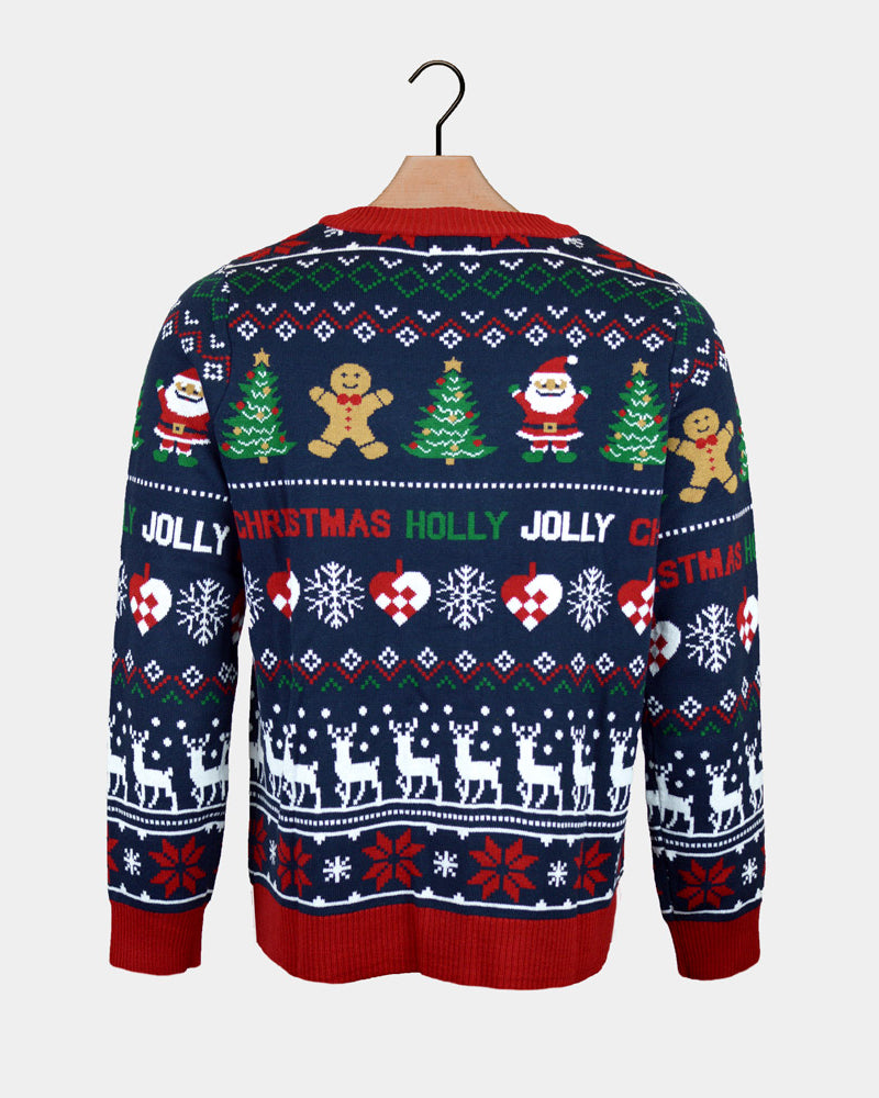 Blue and Red Cardigan Christmas Jumper Mens