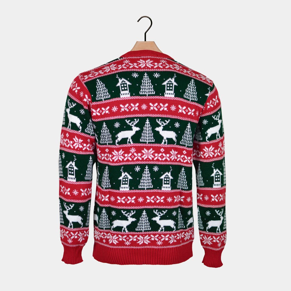 Christmas Jumper Red and Green Strips Men's