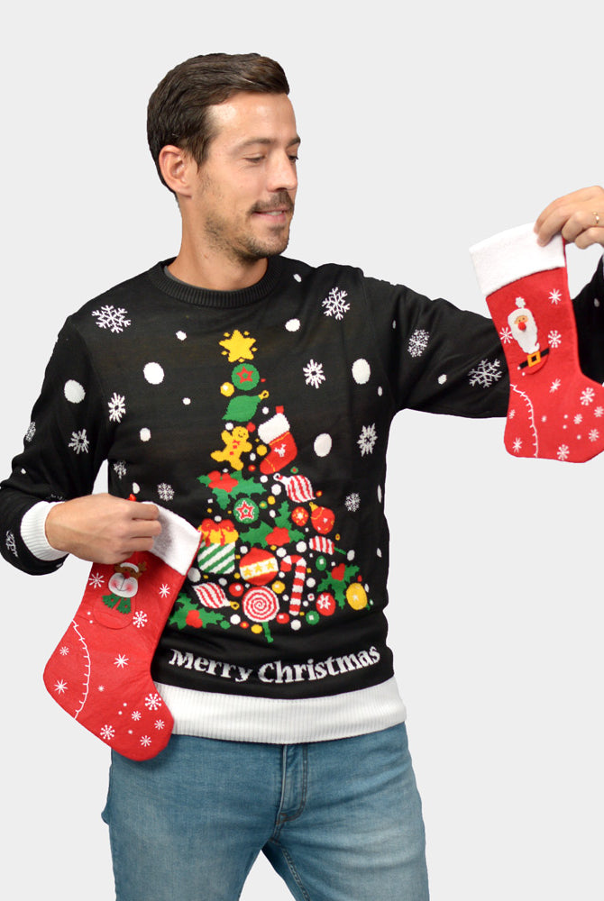 Womens Black Christmas Jumper Mens Merry Christmas