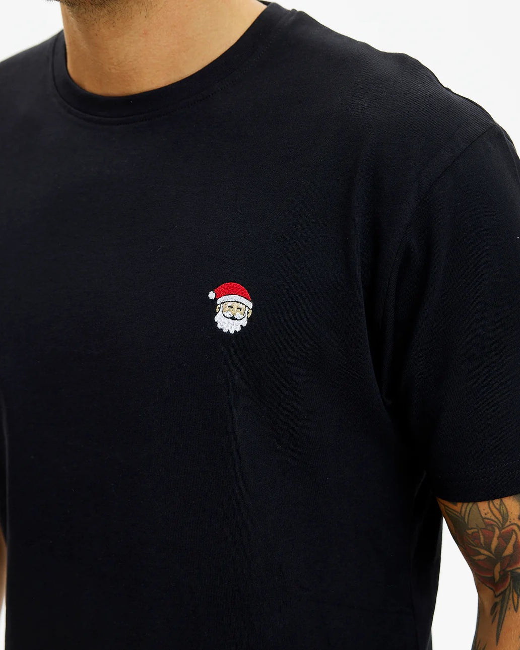 Men's and Women's Christmas T-Shirt Santa Black