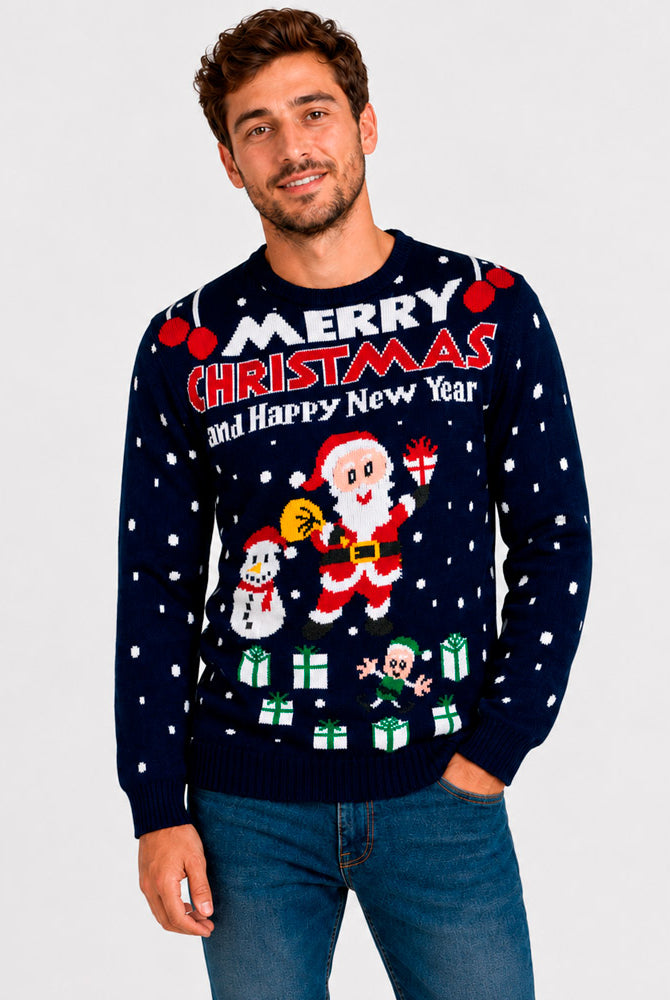 Merry Christmas and Happy New Year Couples Christmas Jumper Mens