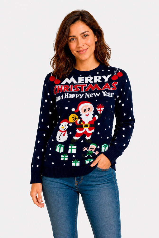 womens Merry Christmas and Happy New Year Couple's Christmas Jumper