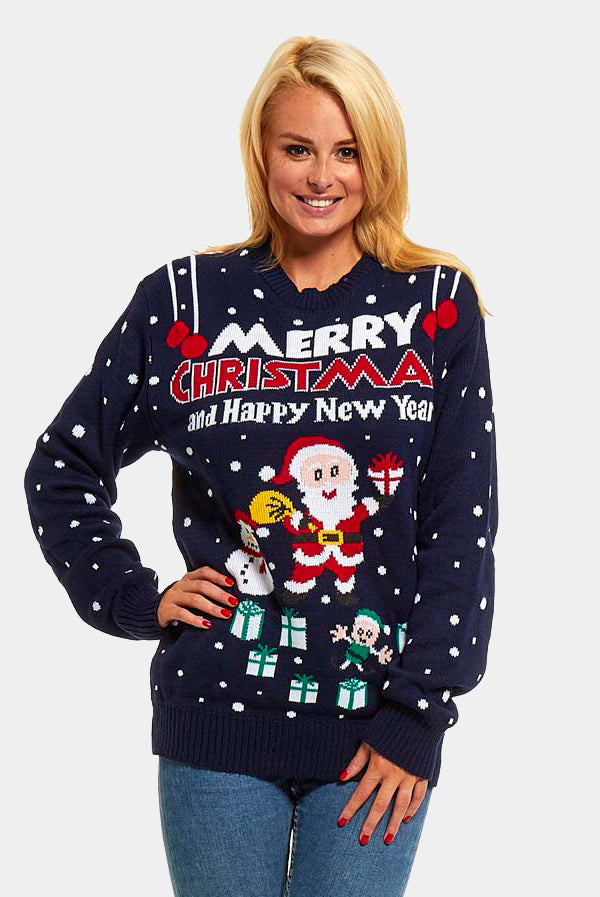 womens Merry Christmas and Happy New Year Couple's Christmas Jumper