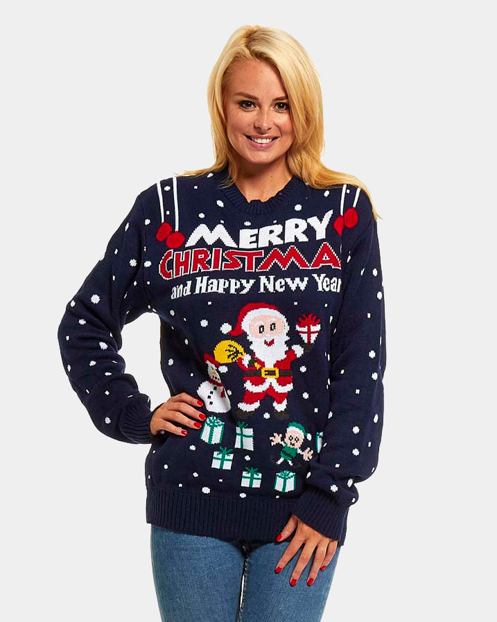 womens Merry Christmas and Happy New Year Couple's Christmas Jumper