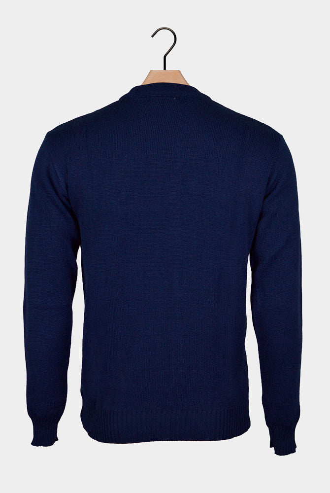 Navy Blue Couple's Christmas Jumper Reindeer Snow