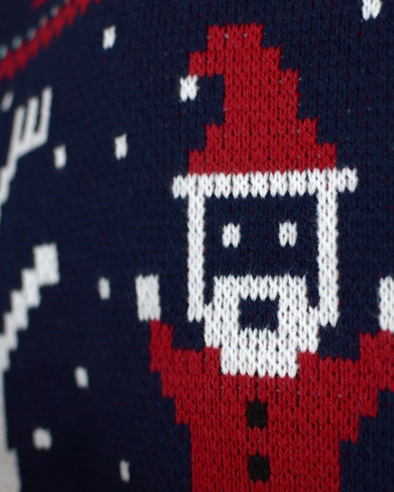 Navy Blue Men's Merry Christmas Jumper detail