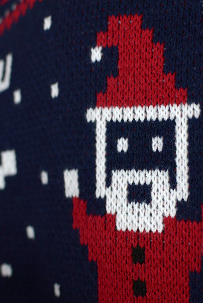 Navy Blue Men's Merry Christmas Jumper detail