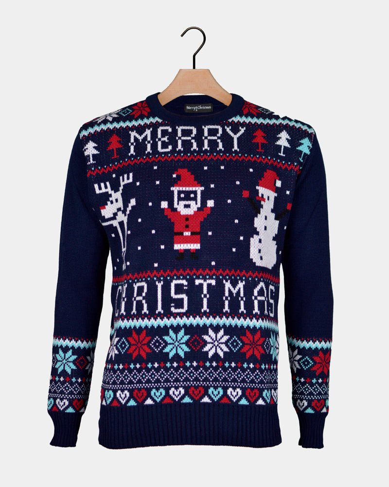Navy Blue Men's Merry Christmas Jumper