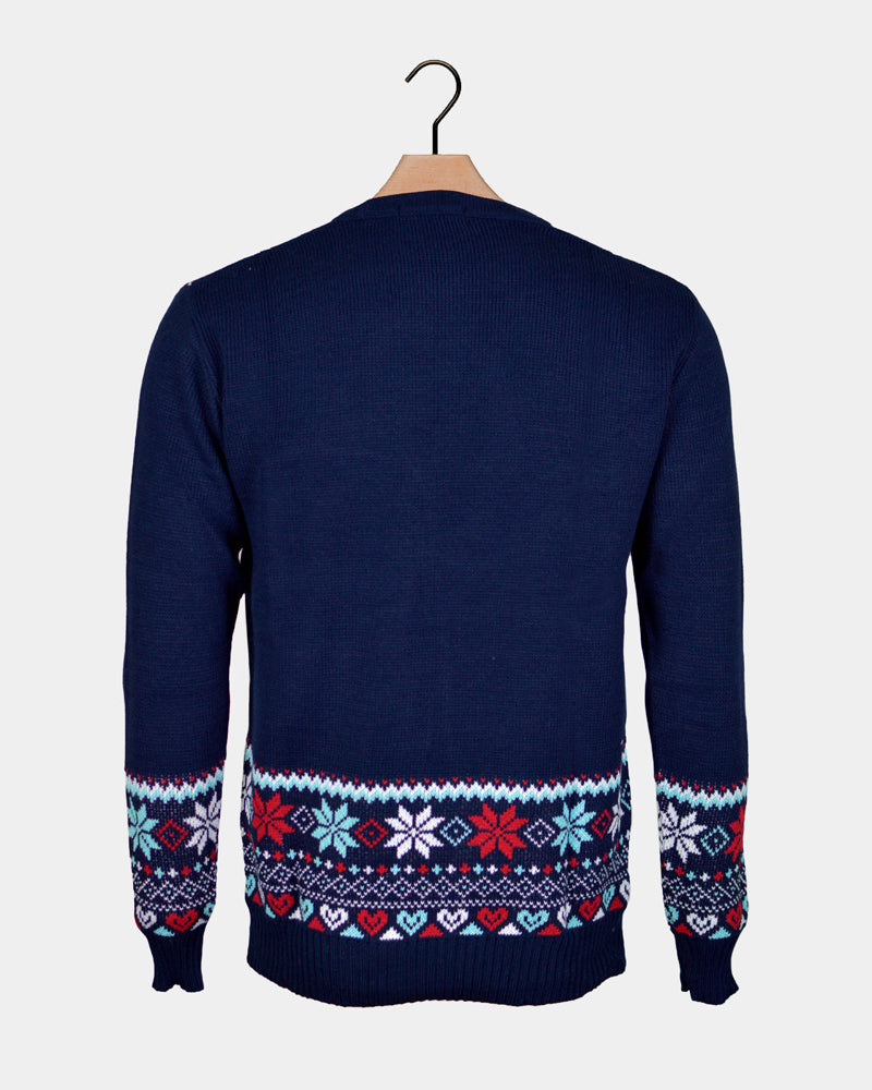 Christmas Jumper Navy Blue Men's Merry