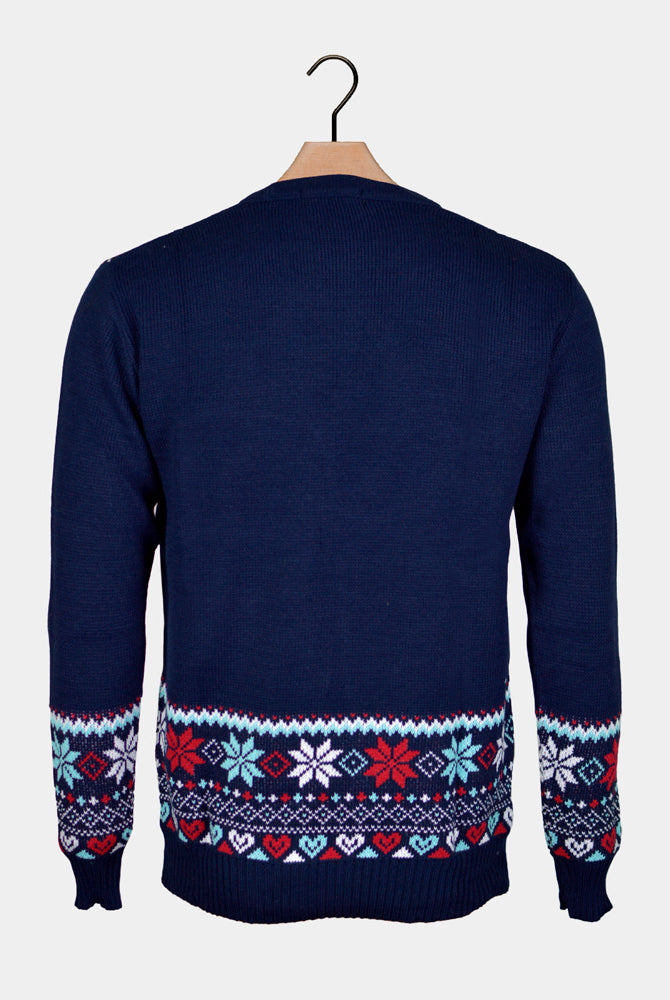 Christmas Jumper Navy Blue Men's Merry