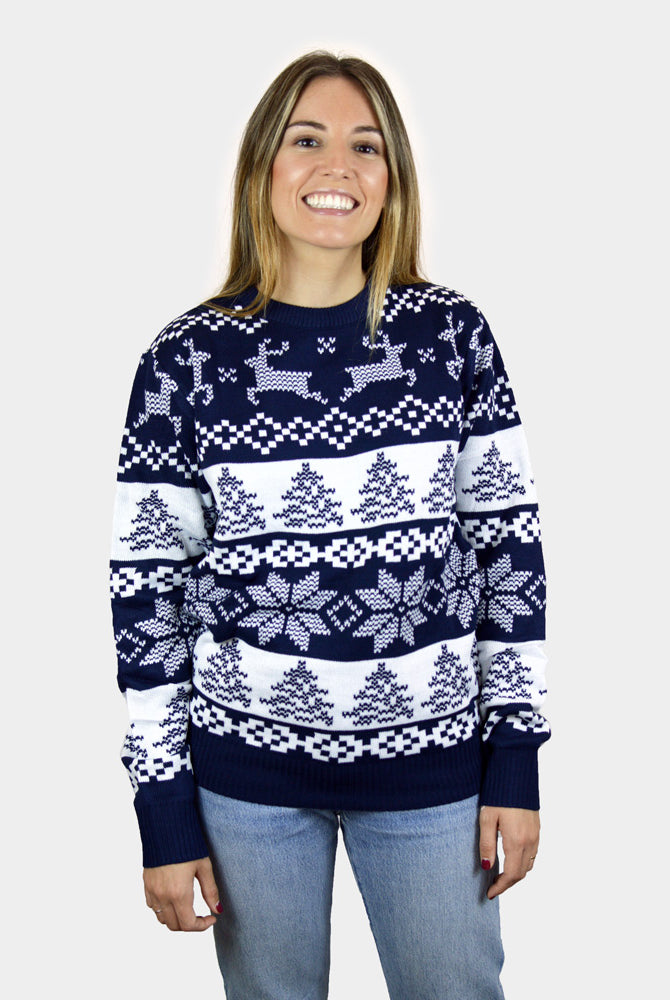 North Pole Blue Christmas Jumper womens