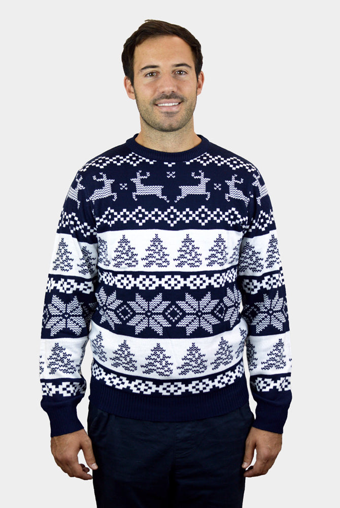 North Pole Blue Couple's Christmas Jumper mens
