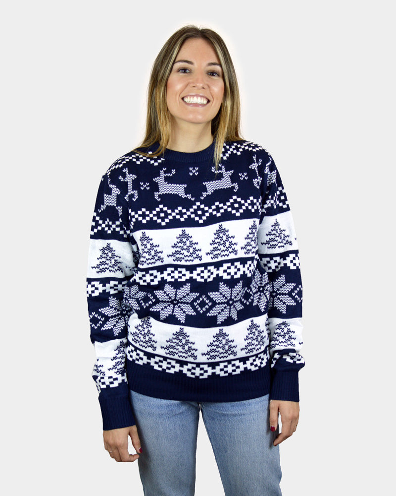 North Pole Blue Couple's Christmas Jumper womens