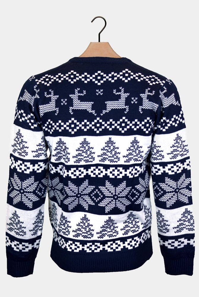 North Pole Blue Family Christmas Jumper back