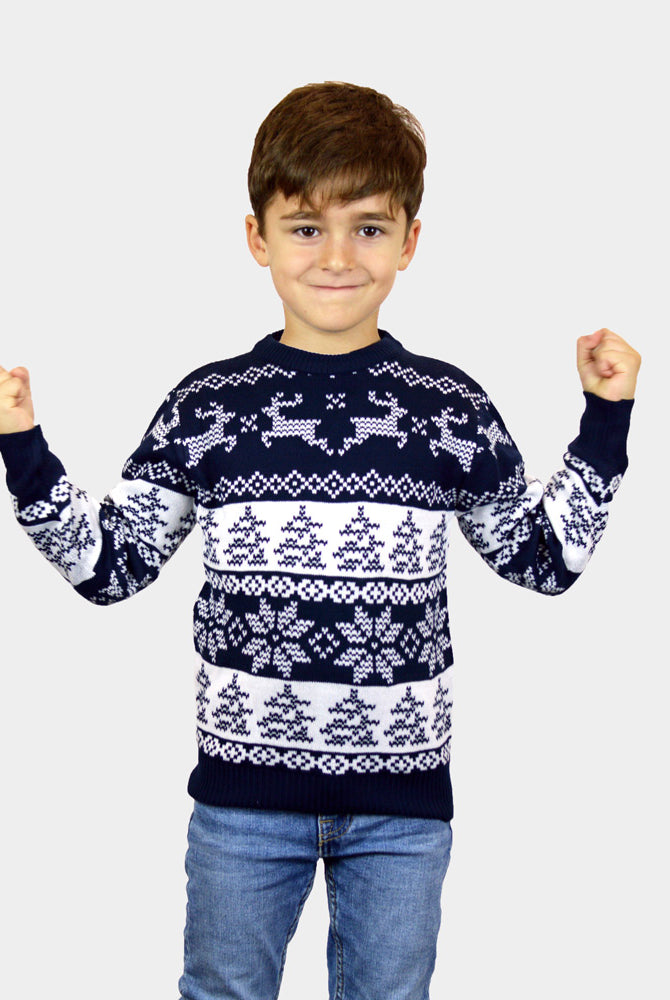 North Pole Blue Family Christmas Jumper boys