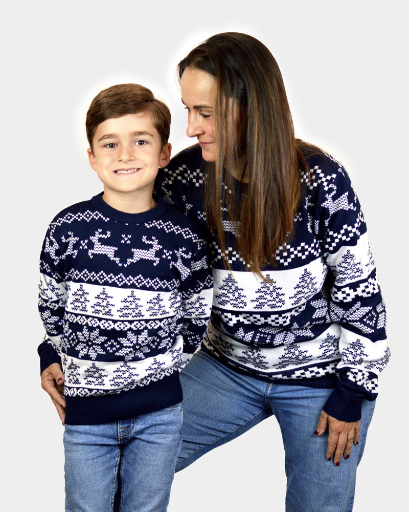 North Pole Blue Family Christmas Jumper
