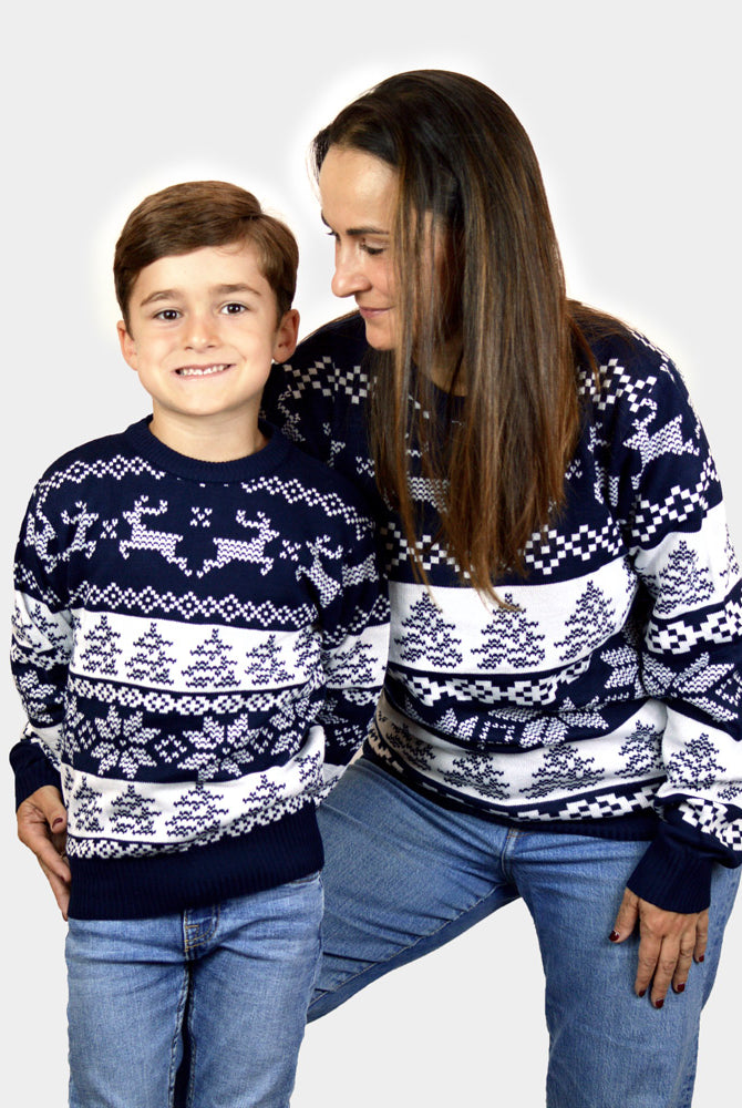 North Pole Blue Family Christmas Jumper