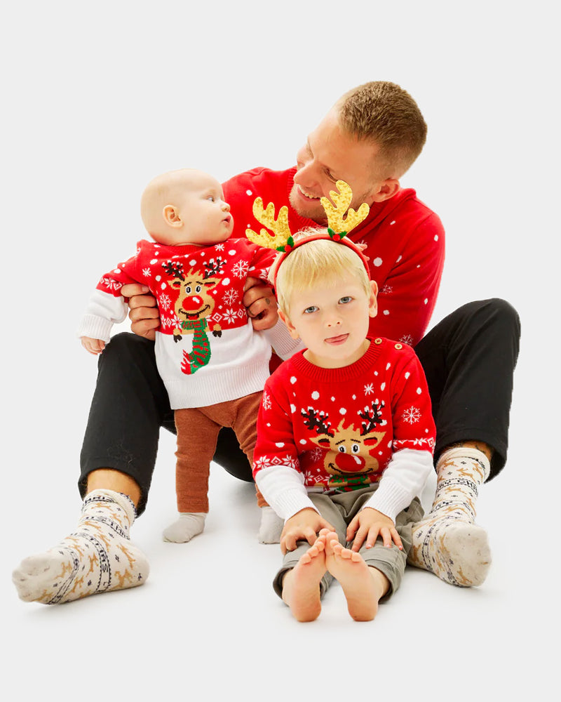 Organic Cotton Christmas Jumper Reindeer Family Scarf