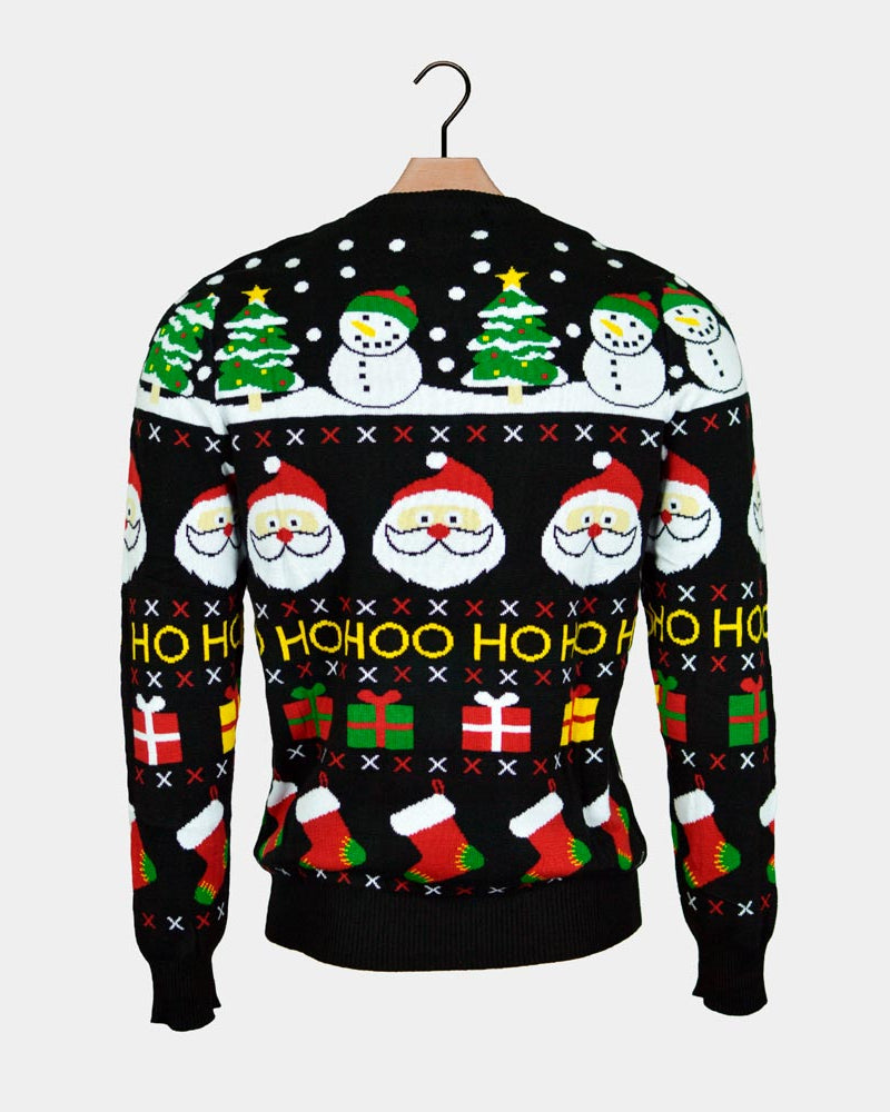 Santa, Gifts and Snowmen Organic Cotton Men's Christmas Jumper