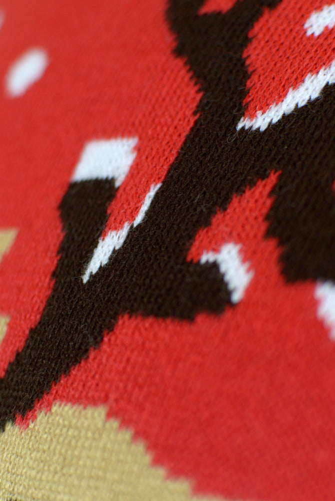 Organic Cotton Couple's Christmas Jumper Reindeer with Scarf detail