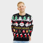 Organic Cotton Men's Christmas Jumper with Santa, Gifts and Snowmen