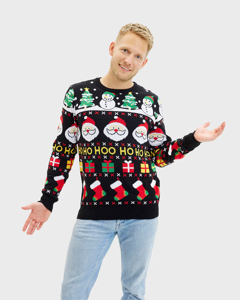 Organic Cotton Snowmen Mens Christmas Jumper Santa Gifts