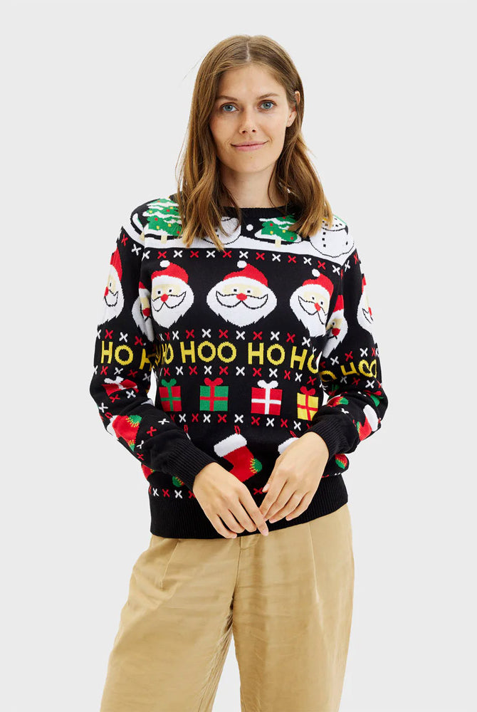 Organic Cotton Womens Christmas Jumper Santa Gifts Snowmen