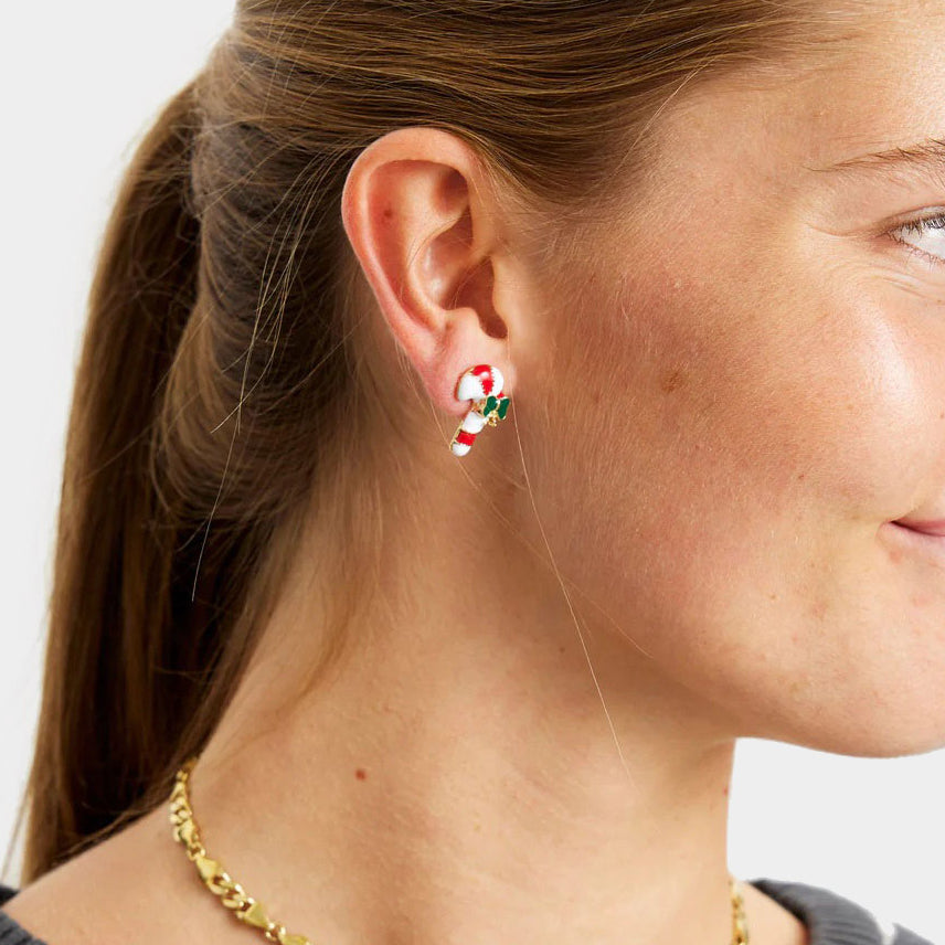 Candy Cane Christmas Earrings