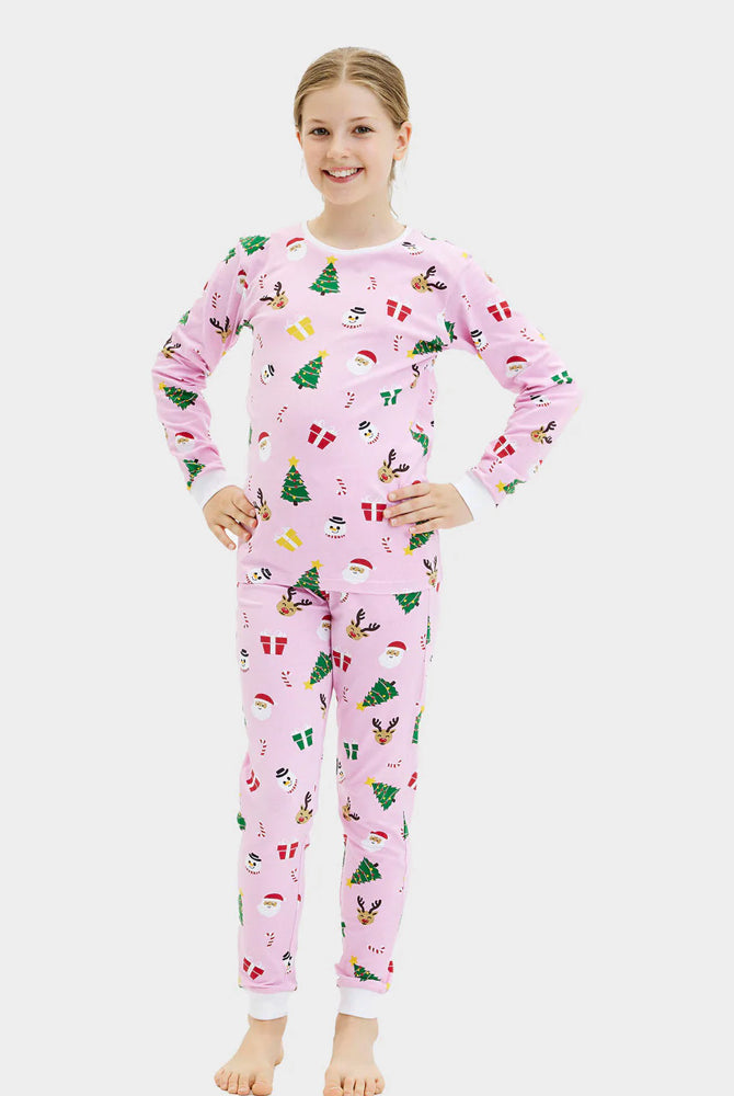 Pink Christmas Pyjama for Children with Christmas Motifs