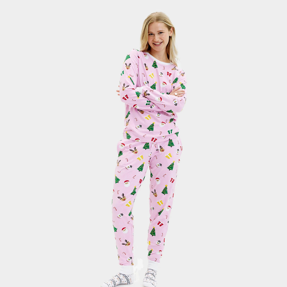 Pink Christmas Pyjama for Women Christmas Motifs