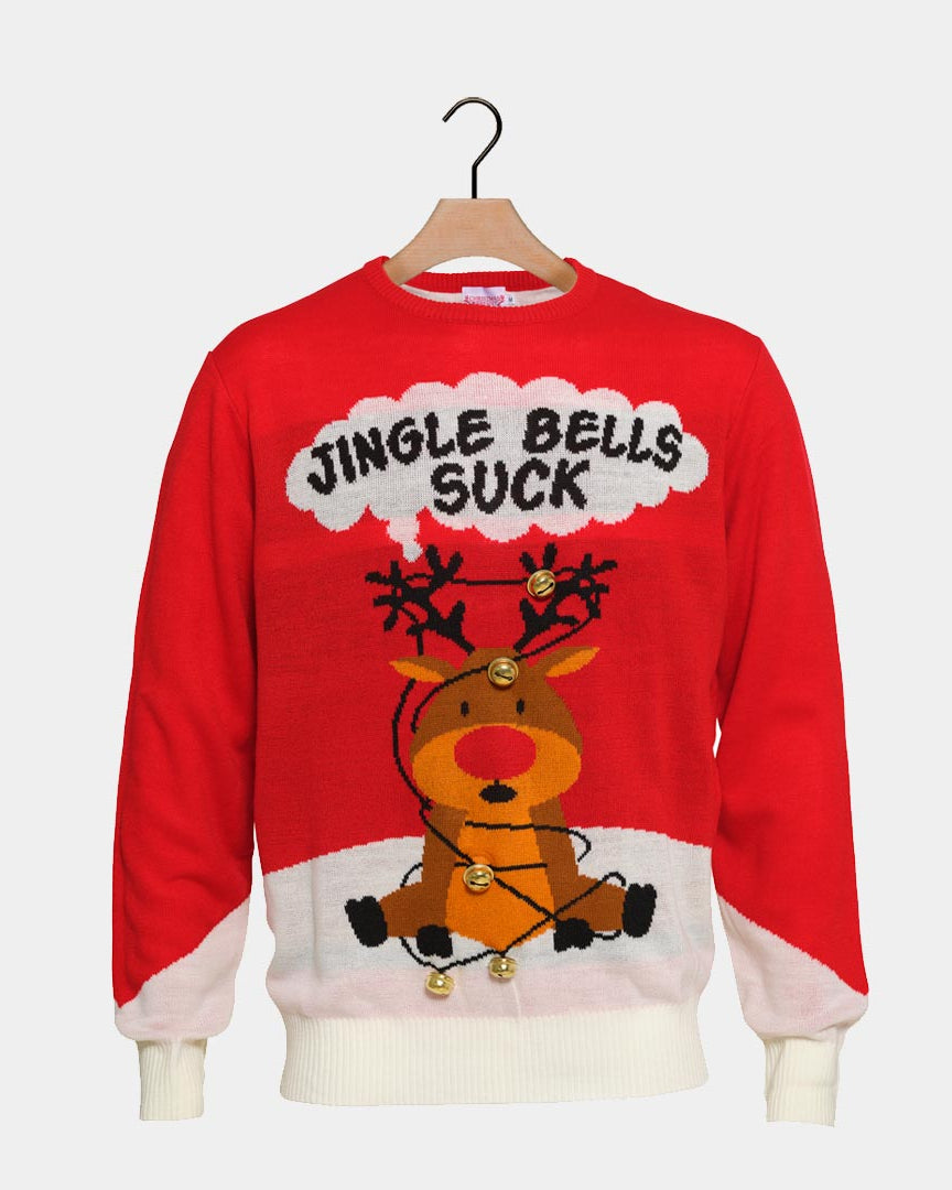 Red 3D Jingle Bells Suck Christmas Jumper Couples