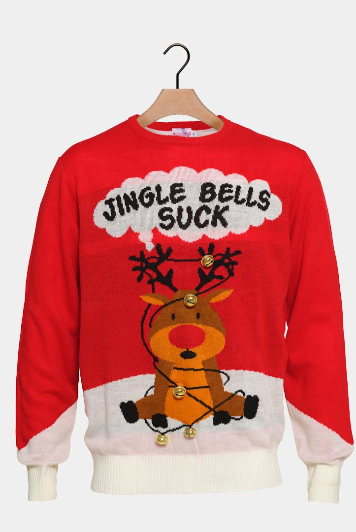Red 3D Jingle Bells Suck Christmas Jumper Couples