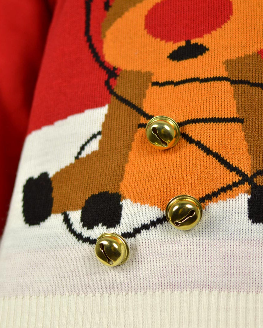 Red 3D Couple's Jingle Bells Suck Christmas Jumper detail