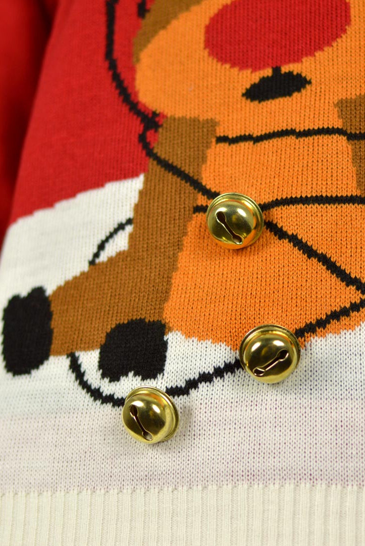 Red 3D Couple's Jingle Bells Suck Christmas Jumper detail