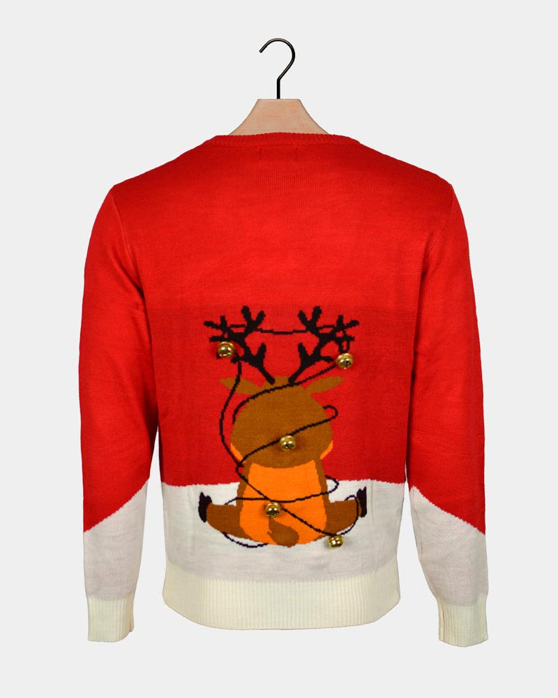 Red 3D Jingle Bells Suck Christmas Jumper Mens