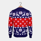 Back Red and Blue Family Christmas Jumper with Reindeers and Hearts