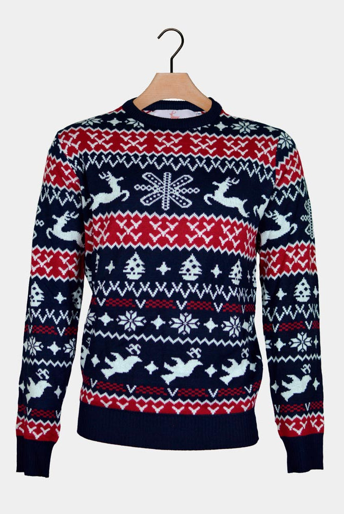 Red and Blue Strips Family Christmas Jumper