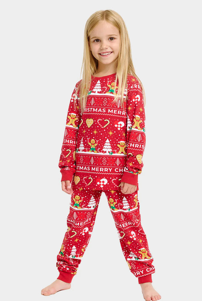 Red Christmas Pyjama for Children Girl Gingercookies