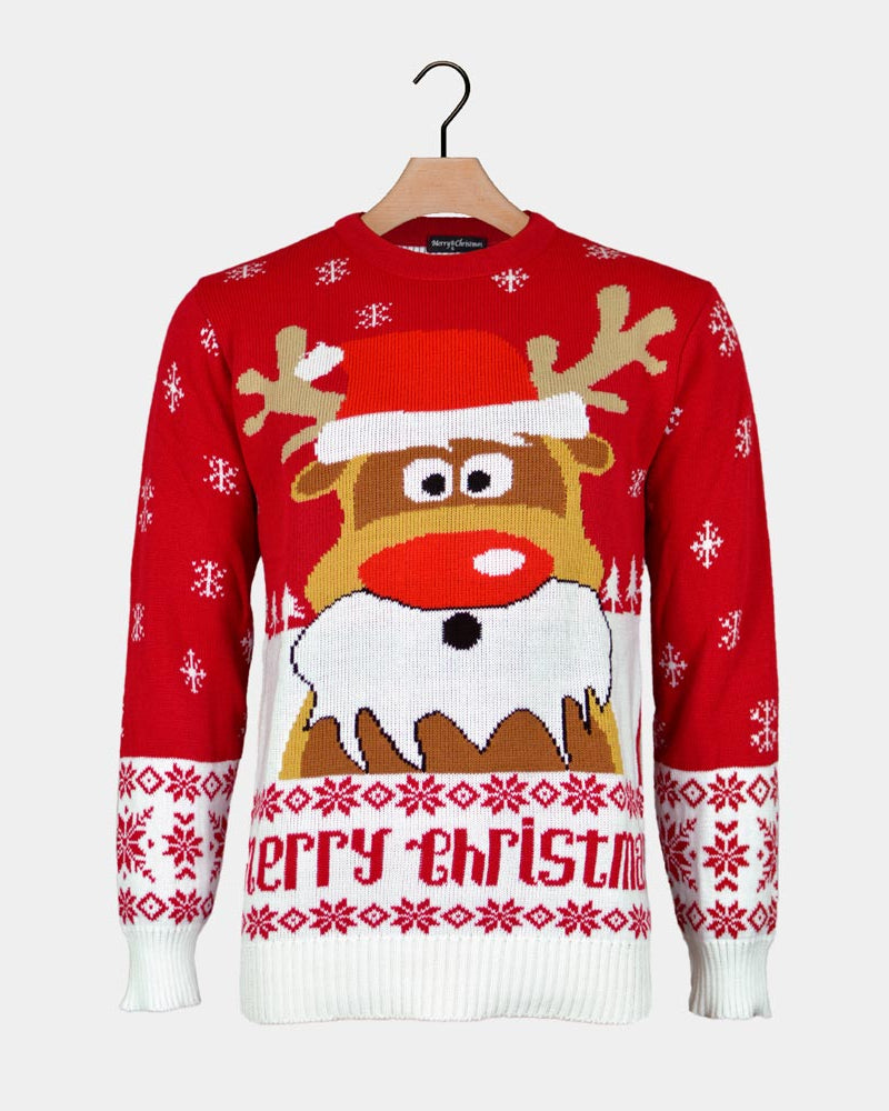 Red Couple's Christmas Jumper Reindeer