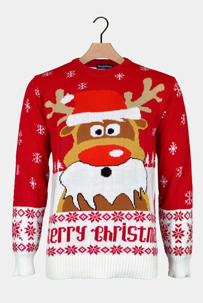 Red Couple's Christmas Jumper Reindeer