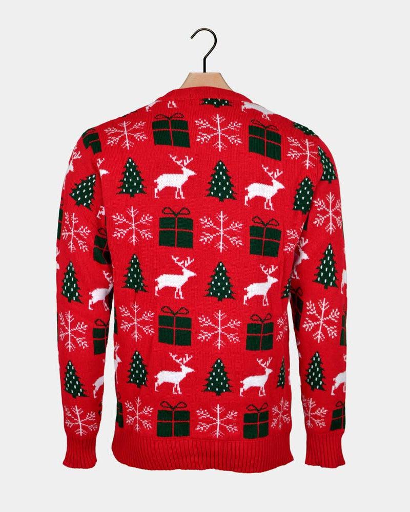 Reindeers, Gifts and Trees Red Couple's Christmas Jumper