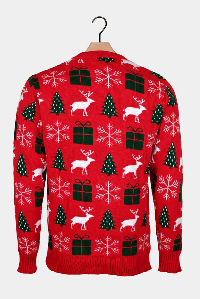 Reindeers, Gifts and Trees Red Couple's Christmas Jumper